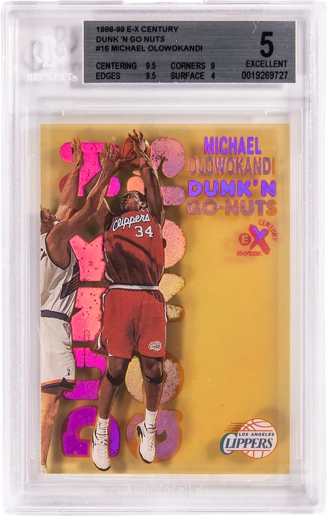 1998-99 SkyBox E-X Michael Olowokandi Century Dunk 'N Go Nuts #16 card image