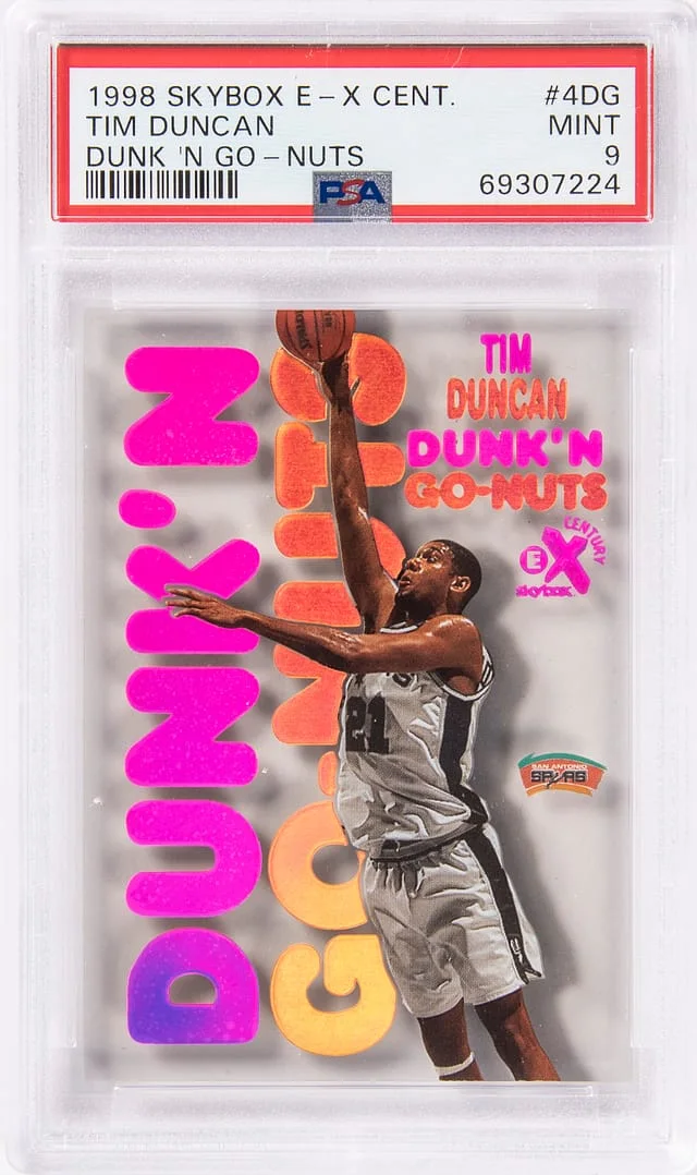 1998-99 SkyBox E-X Tim Duncan Century Dunk 'N Go-Nuts #4DG card image