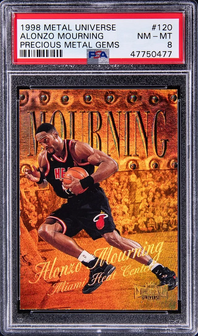 1998-99 SkyBox Metal Universe Alonzo Mourning Precious Metal Gems (PMG) #120 card image