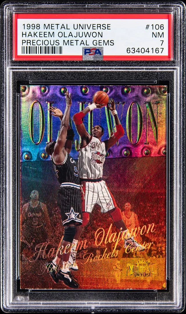 1998-99 SkyBox Metal Universe Hakeem Olajuwon Precious Metal Gems (PMG) #106 card image