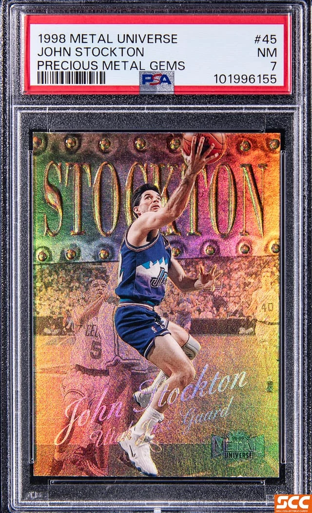 1998-99 SkyBox Metal Universe John Stockton Precious Metal Gems (PMG) #45 card image