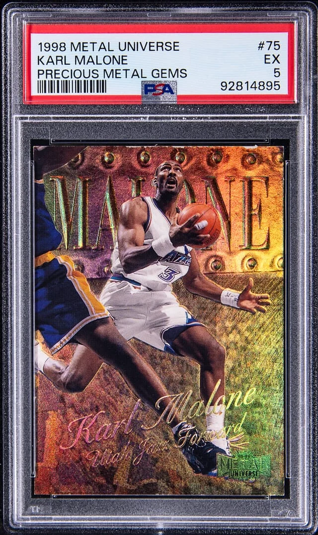 1998-99 SkyBox Metal Universe Karl Malone Precious Metal Gems (PMG) #75 card image