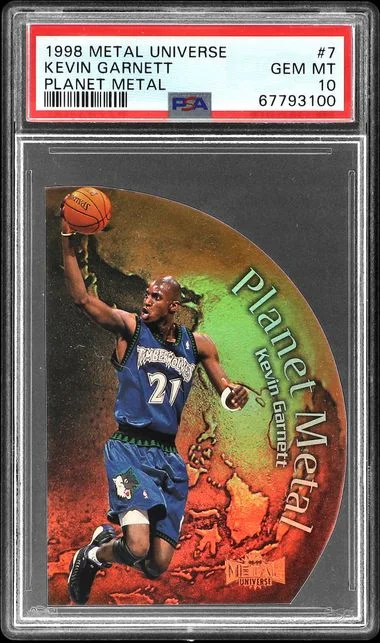 1998-99 SkyBox Metal Universe Kevin Garnett Planet Metal #7 card image