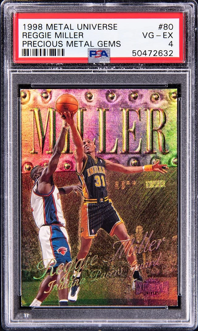 1998-99 SkyBox Metal Universe Reggie Miller Precious Metal Gems (PMG) #80 card image