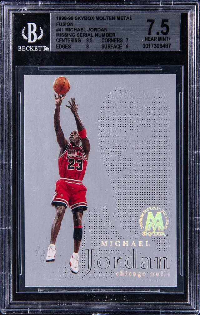 1998-99 SkyBox Molten Metal Michael Jordan, Missing Serial Number Fusion #41F card image