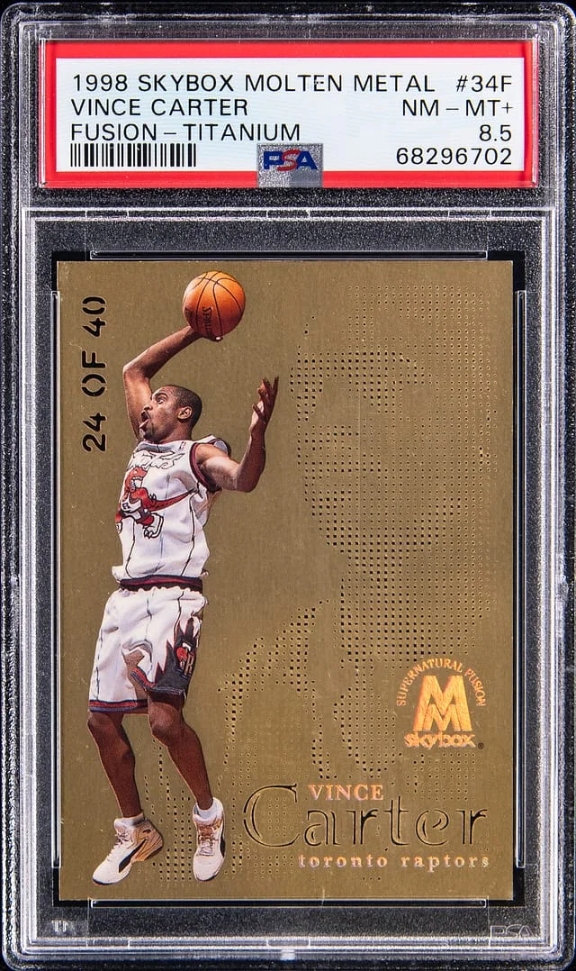 1998-99 SkyBox Molten Metal Vince Carter Fusion Titanium #34F card image