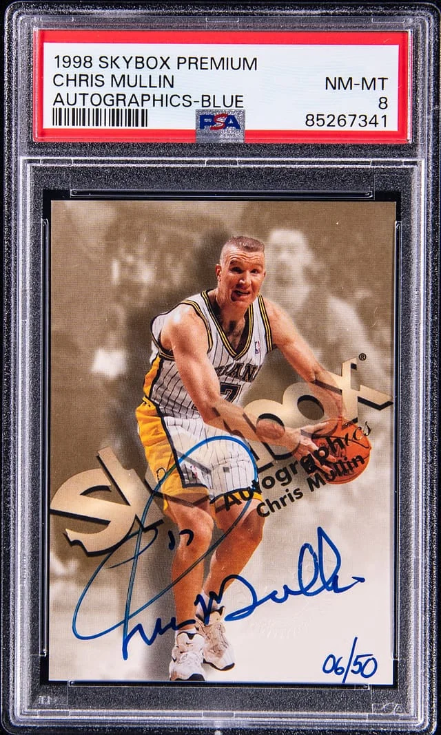 1998-99 SkyBox Premium Autographics Blue Chris Mullin #no-number card image