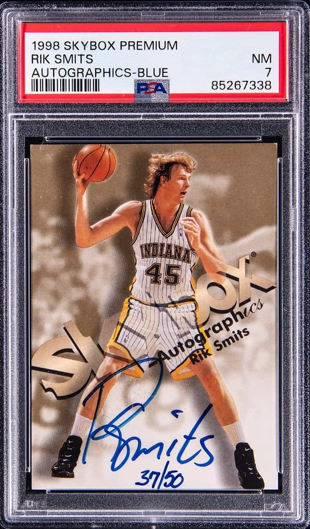 1998-99 SkyBox Premium Autographics Blue Rik Smits #no-number card image