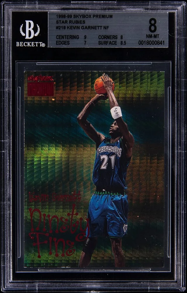 1998-99 SkyBox Premium Kevin Garnett Star Rubies Ninety Fine #218 card image
