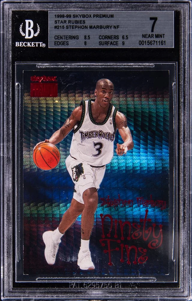 1998-99 SkyBox Premium Stephon Marbury Ninety Fine Star Rubies #215 card image