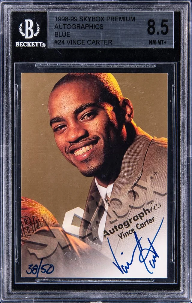 1998-99 SkyBox Premium Vince Carter Autographics Blue #24 card image