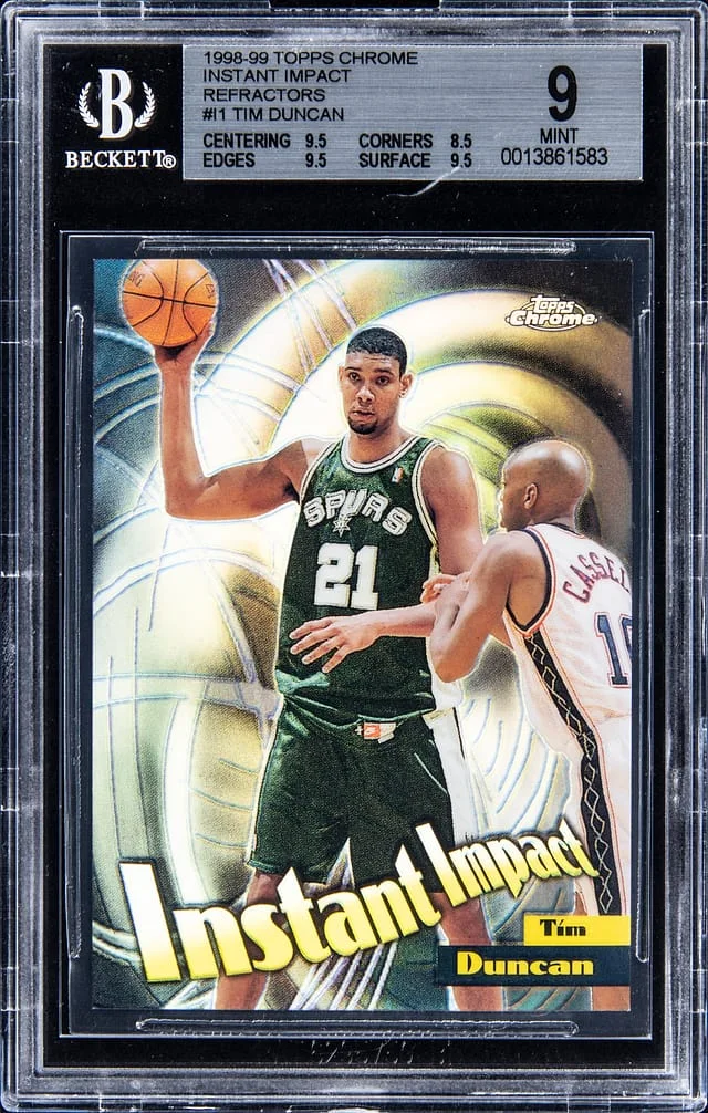 1998-99 Topps Chrome Tim Duncan Instant Impact Refractors #I1 card image
