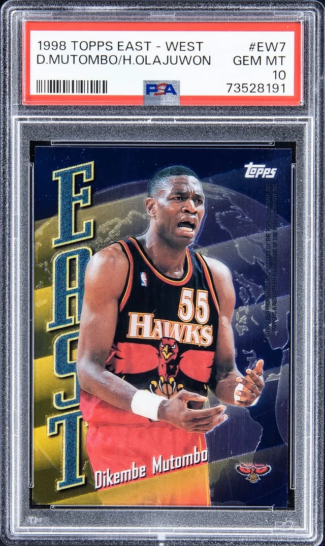 1998-99 Topps Dikembe Mutombo/Hakeem Olajuwon East-West #EW7 card image