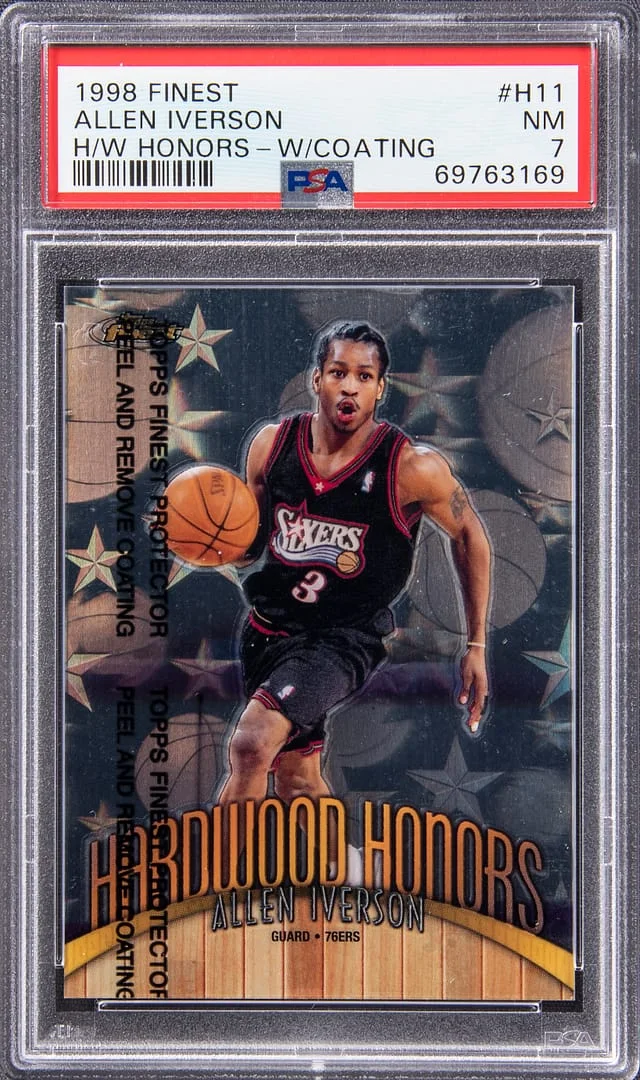 1998-99 Topps Finest Allen Iverson Hardwood Honors W/ Coating #H11 card image