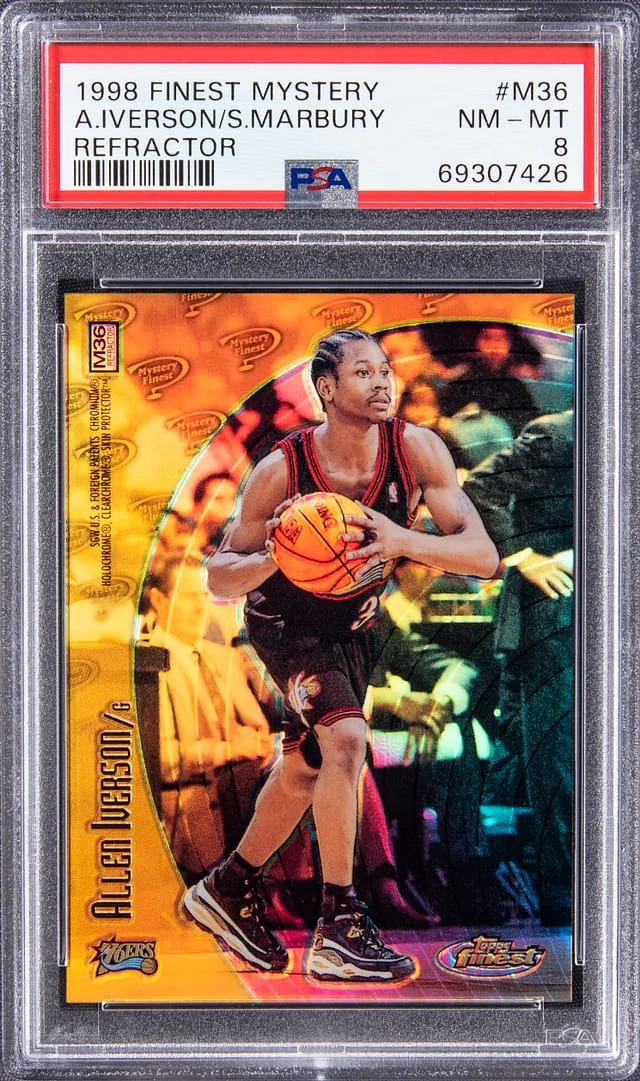 1998-99 Topps Finest Allen Iverson/Stephon Marbury Mystery Refractor #M36 card image