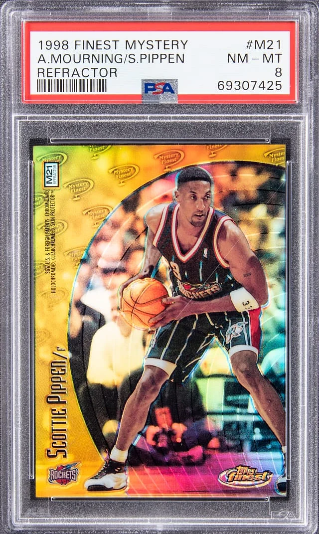 1998-99 Topps Finest Alonzo Mourning/Scottie Pippen Mystery Refractor #M21 card image