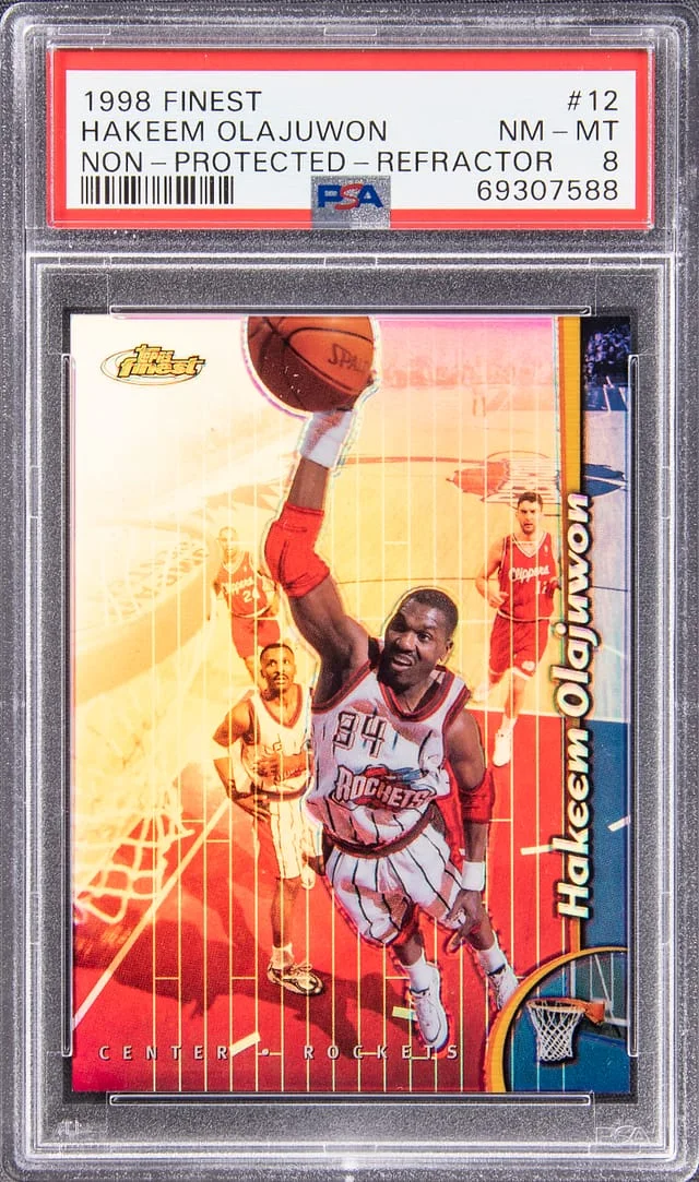 1998-99 Topps Finest Hakeem Olajuwon Refractor, Non-Protected #12 card image