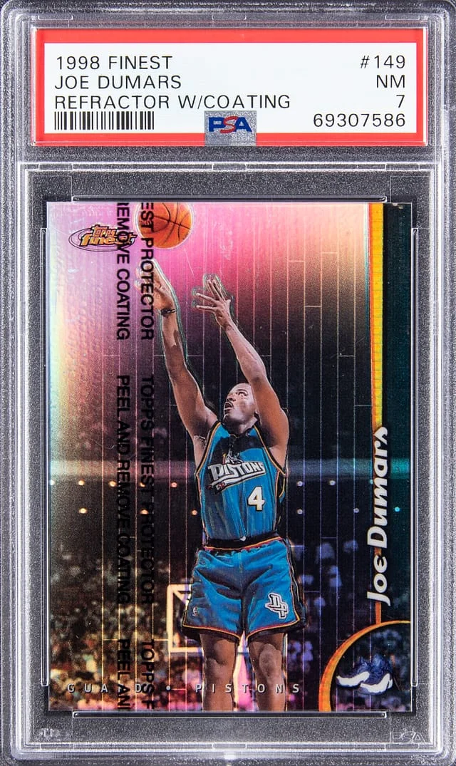 1998-99 Topps Finest Joe Dumars Refractor W/ Coating #149 card image