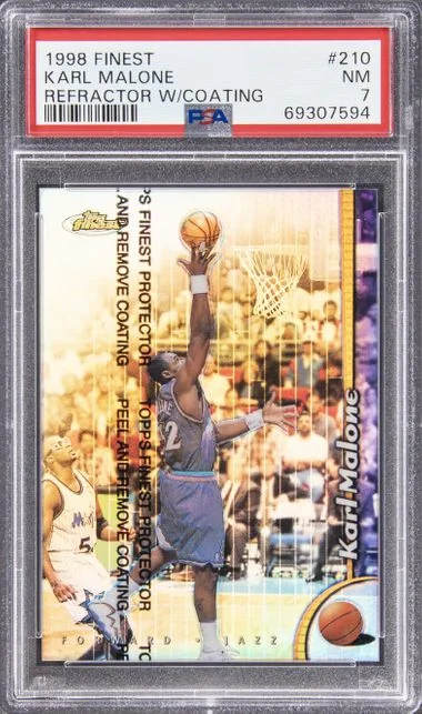 1998-99 Topps Finest Karl Malone Refractor W/Coating #210 card image