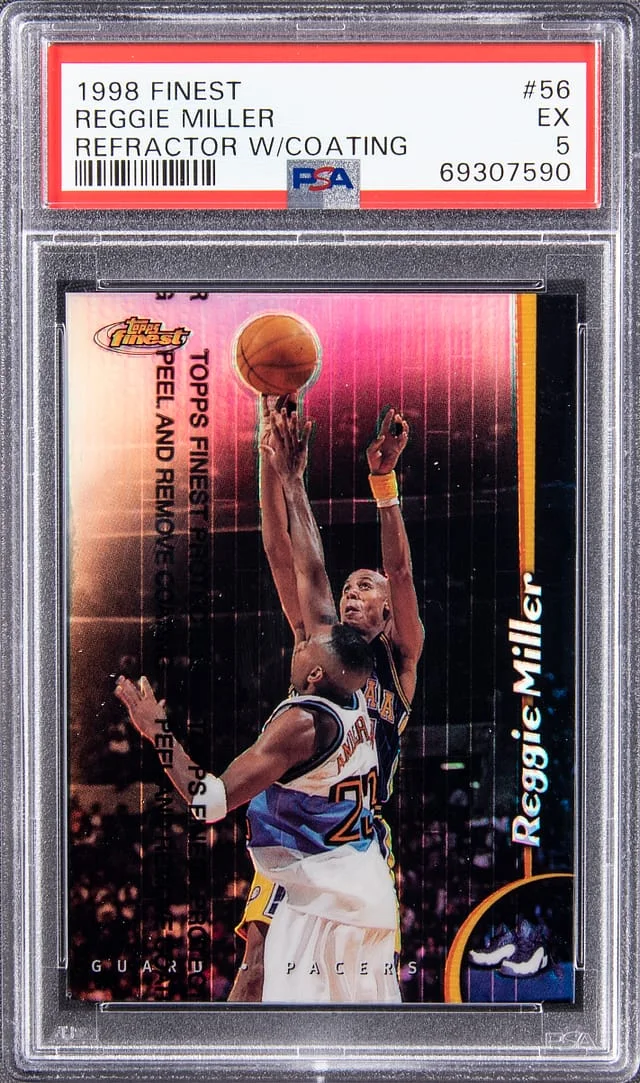 1998-99 Topps Finest Reggie Miller Refractor W/Coating #56 card image