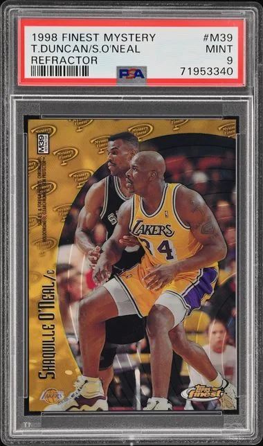 1998-99 Topps Finest Shaquille O'Neal/Tim Duncan Mystery Refractor #M39 card image
