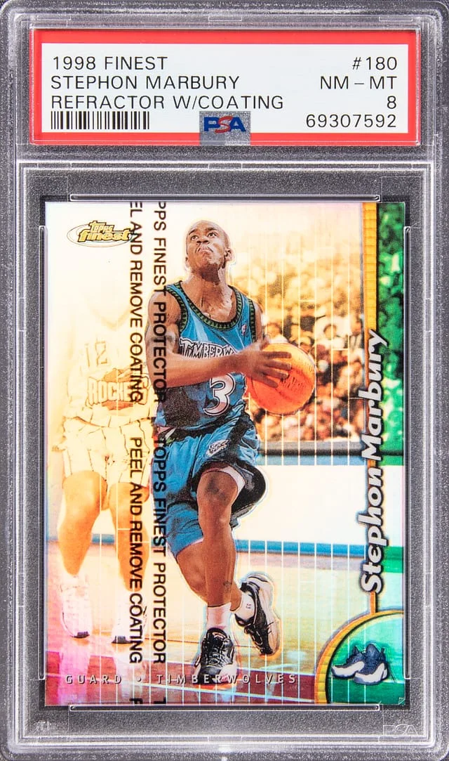 1998-99 Topps Finest Stephon Marbury Refractor W/ Coating #180 card image