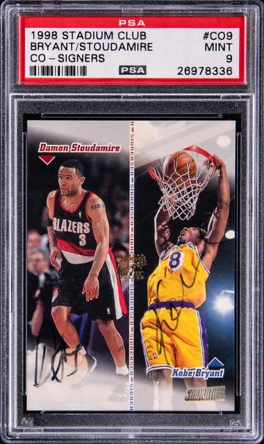 1998-99 Topps Stadium Club Damon Stoudamire/Kobe Bryant Co-Signers #CO9 card image