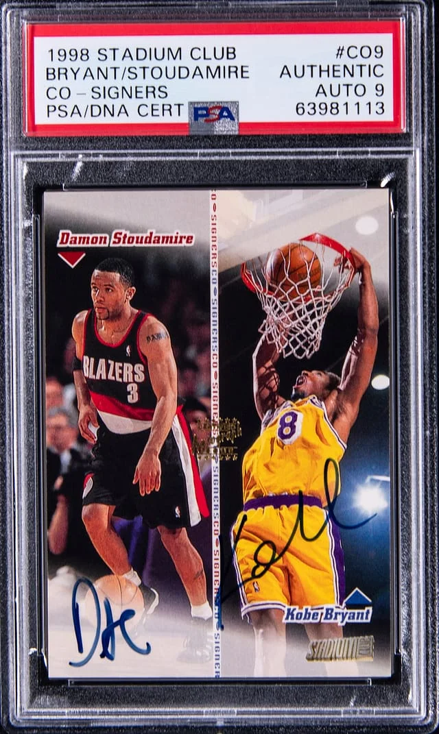 1998-99 Topps Stadium Club Damon Stoudamire/Kobe Bryant Dual Co-Signers Autograph #CO9 card image