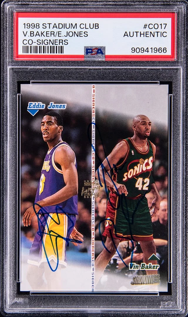 1998-99 Topps Stadium Club Eddie Jones/Vin Baker Co-Signers #CO19 card image