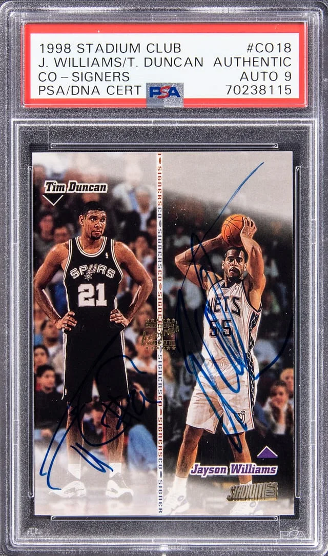 1998-99 Topps Stadium Club Tim Duncan/Jayson Williams Co-Signers #CO18 card image