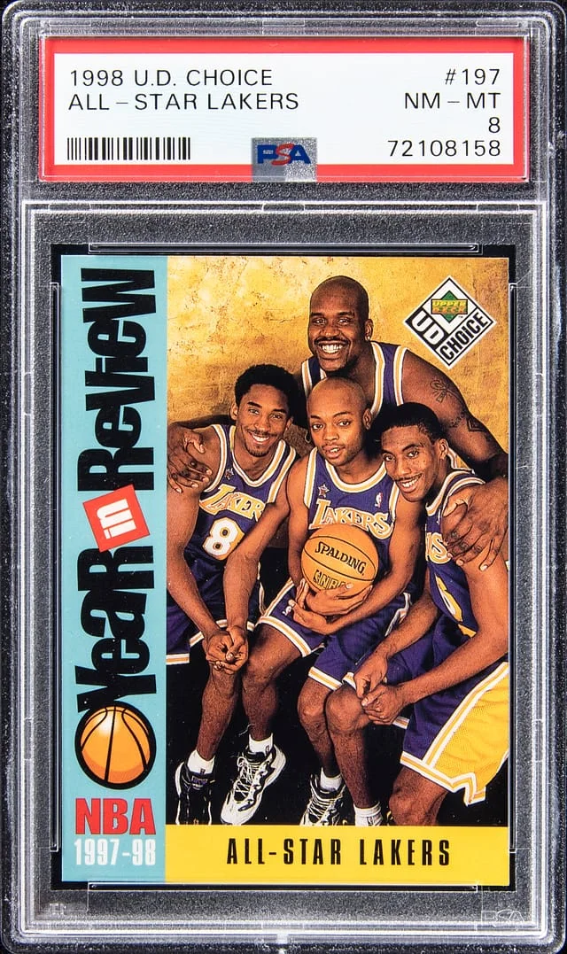 1998-99 UD Choice Kobe Bryant, Shaquille O'Neal, Nick Van Exel, Eddie Jones All - Star Lakers #197 card image