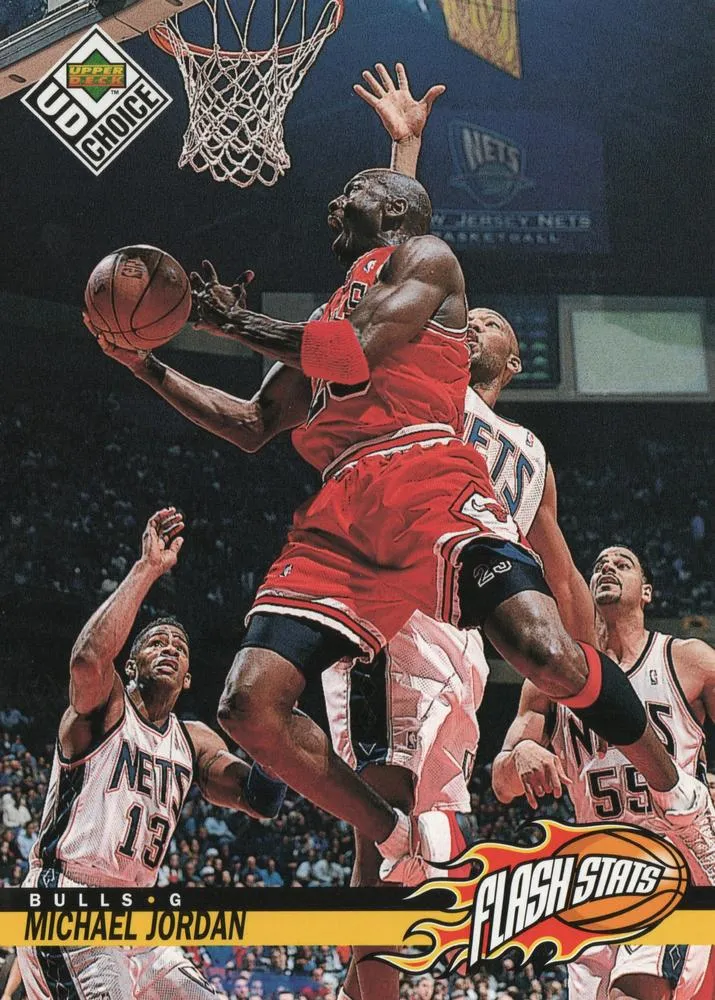 1998-99 UD Choice Michael Jordan Flash Stats Jumbo #S1 card image