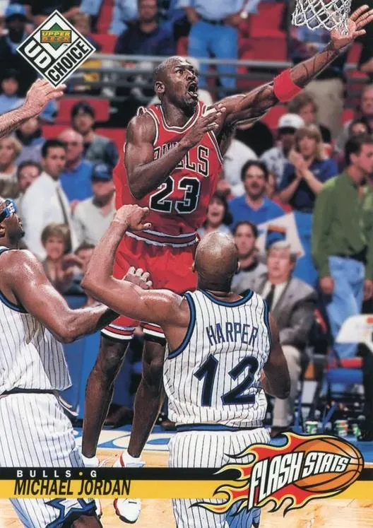 1998-99 UD Choice Michael Jordan Flash Stats Jumbo #S5 card image