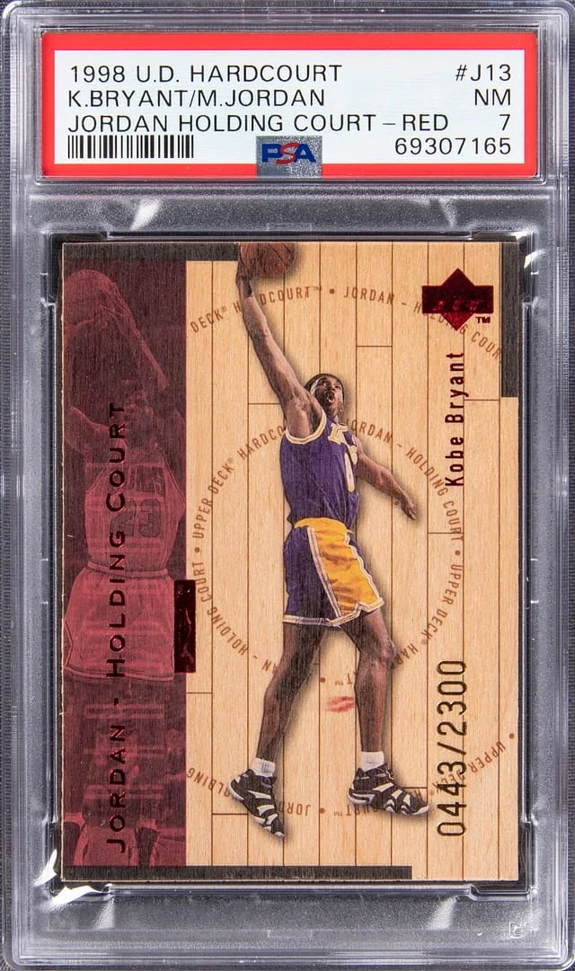 1998-99 U.D Hardcourt Jordan Holding Court Red Kobe Bryant/Michael Jordan #J13 card image
