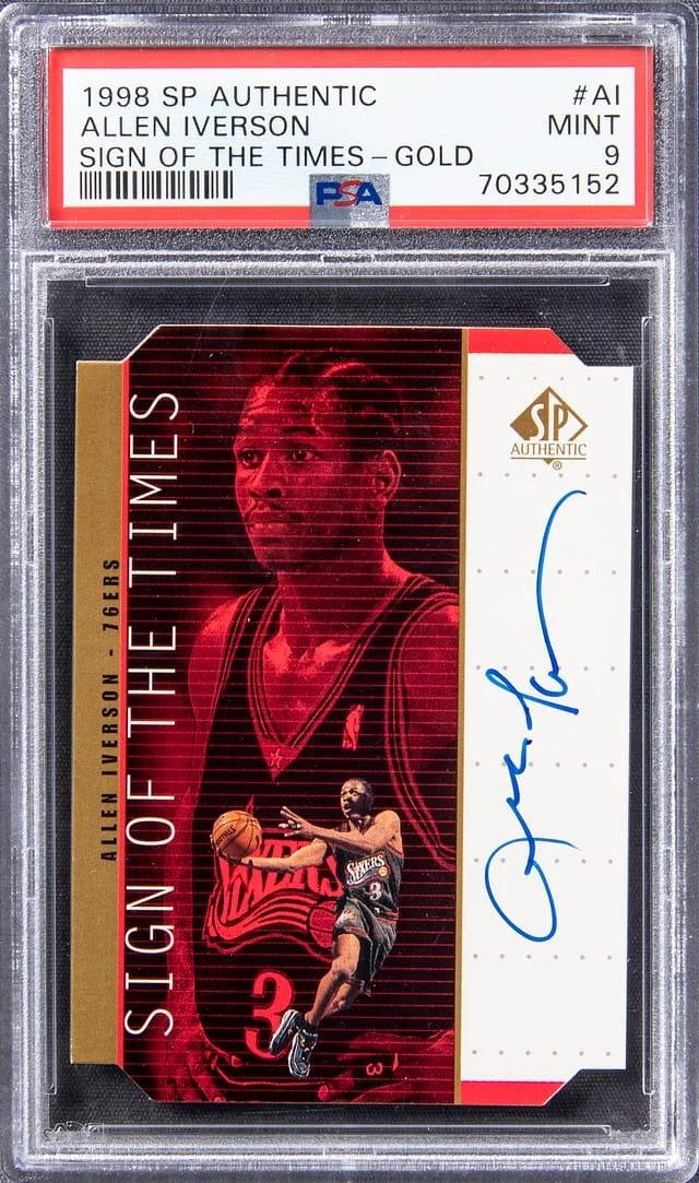 1998-99 UD SP Authentic Sign Of The Times Gold Allen Iverson #AI card image