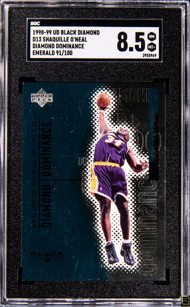 1998-99 Upper Deck Black Diamond Shaquille O'Neal Diamond Dominance Emerald #D13 card image