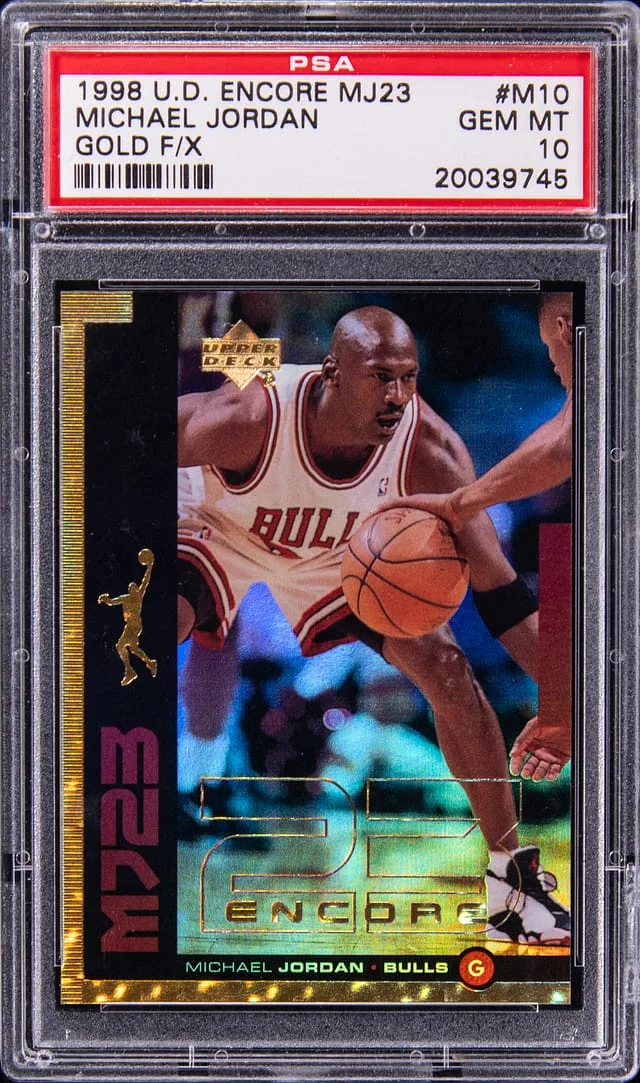 1998-99 Upper Deck Encore Michael Jordan MJ23 Gold F/X #MJ10 card image