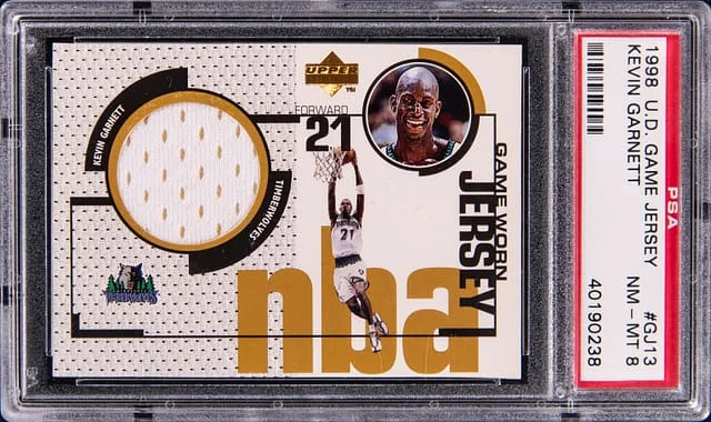 1998-99 Upper Deck Game Jersey Kevin Garnett Game-Used #GJ13 card image