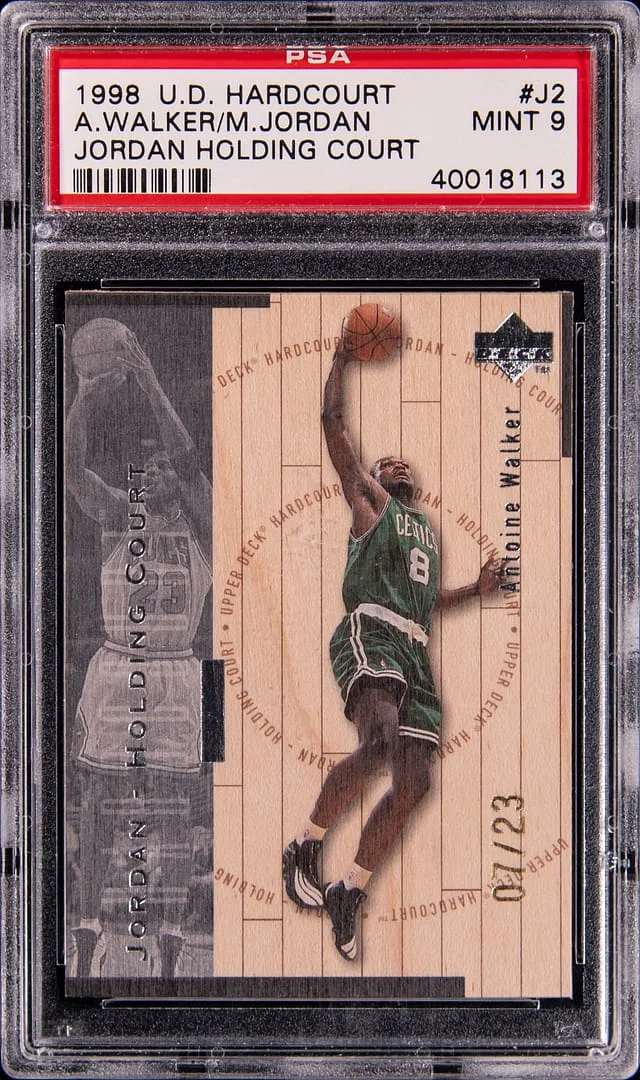 1998-99 Upper Deck Hardcourt Michael Jordan/Antoine Walker Jordan Holding Court Red #J2 card image