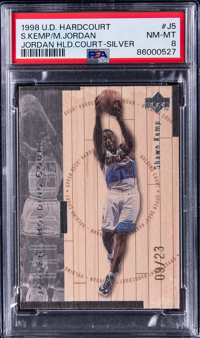 1998-99 Upper Deck Hardcourt Michael Jordan/Shawn Kemp Jordan Holding Court Silver #J5 card image