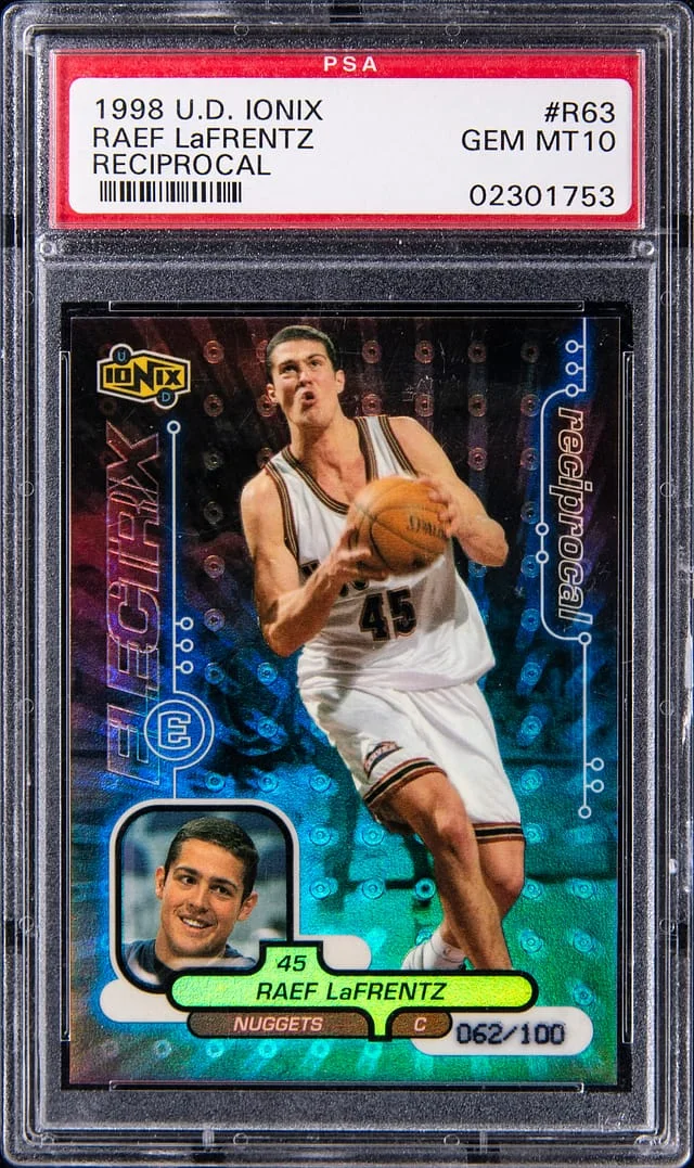 1998-99 Upper Deck Ionix Raef LaFrentz Reciprocal #R63 card image