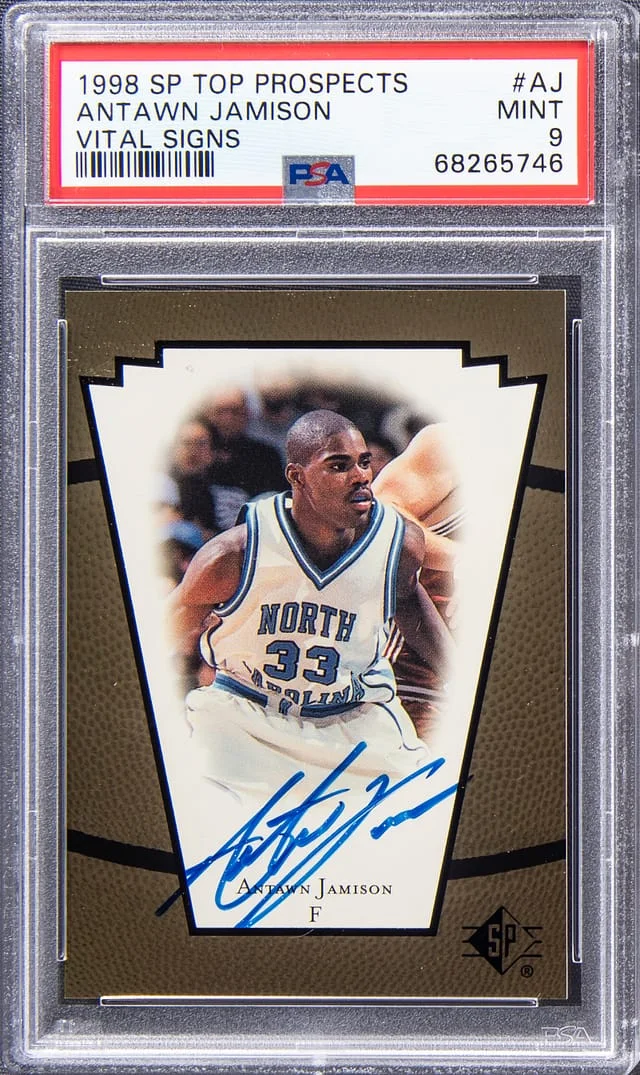 1998-99 Upper Deck SP Antawn Jamison Top Prospects Vital Signs #AJ card image