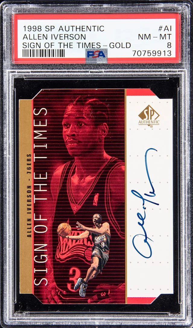 1998-99 Upper Deck SP Authentic Allen Iverson Sign Of The Times Gold #AI card image