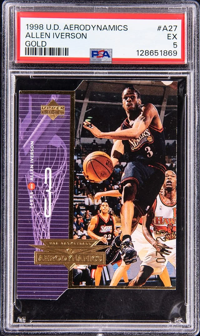 1998-99 Upper Derck Aerodynamics Gold Allen Iverson #A27 card image