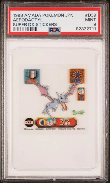 1998 Amada Pokemon Japanese Super Dx Stickers Aerodactyl #D39 card image
