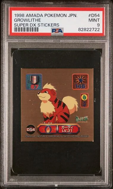 1998 Amada Pokemon Japanese Super Dx Stickers Growlithe #D54 card image