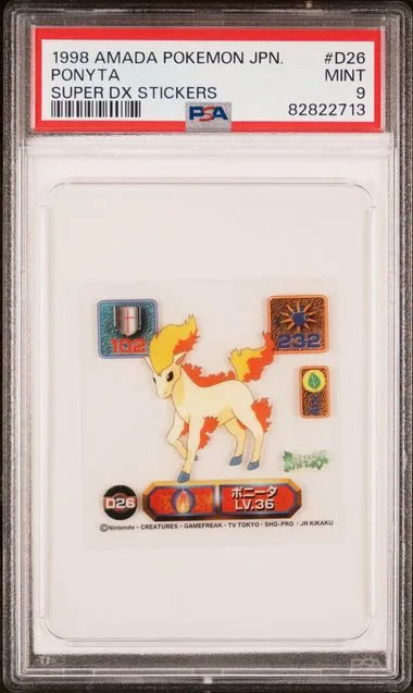 1998 Amada Pokemon Japanese Super Dx Stickers Ponyta #D26 card image