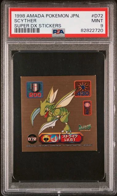 1998 Amada Pokemon Japanese Super Dx Stickers Scyther #D72 card image