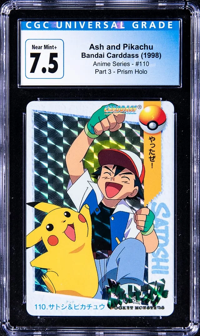 1998 Bandai Carddass Anime Series Part 3 Prism Holo Ash and Pikachu #110 card image