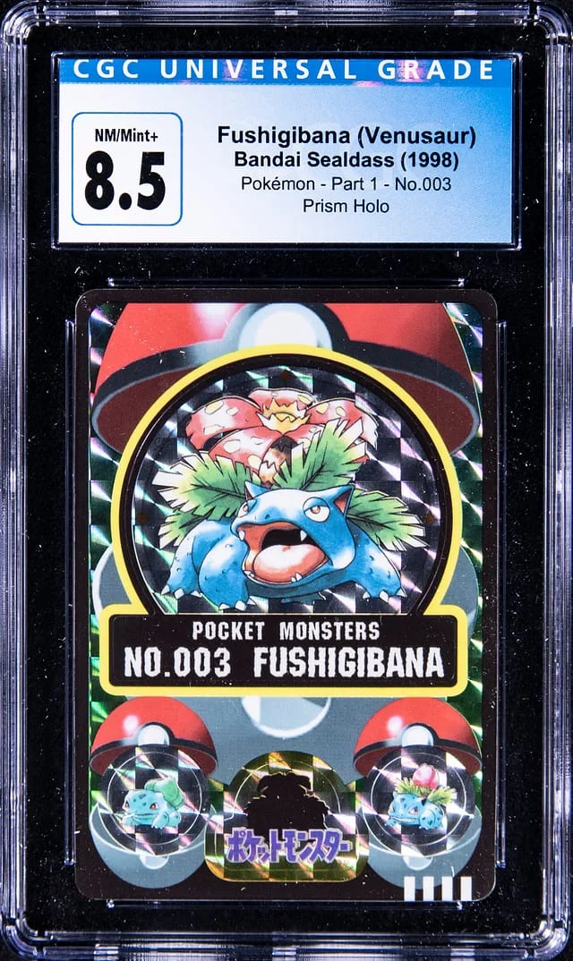 1998 Bandai Sealdass Pokemon Part 1 Prism Holo Fushigibana (Venusaur) #003 card image